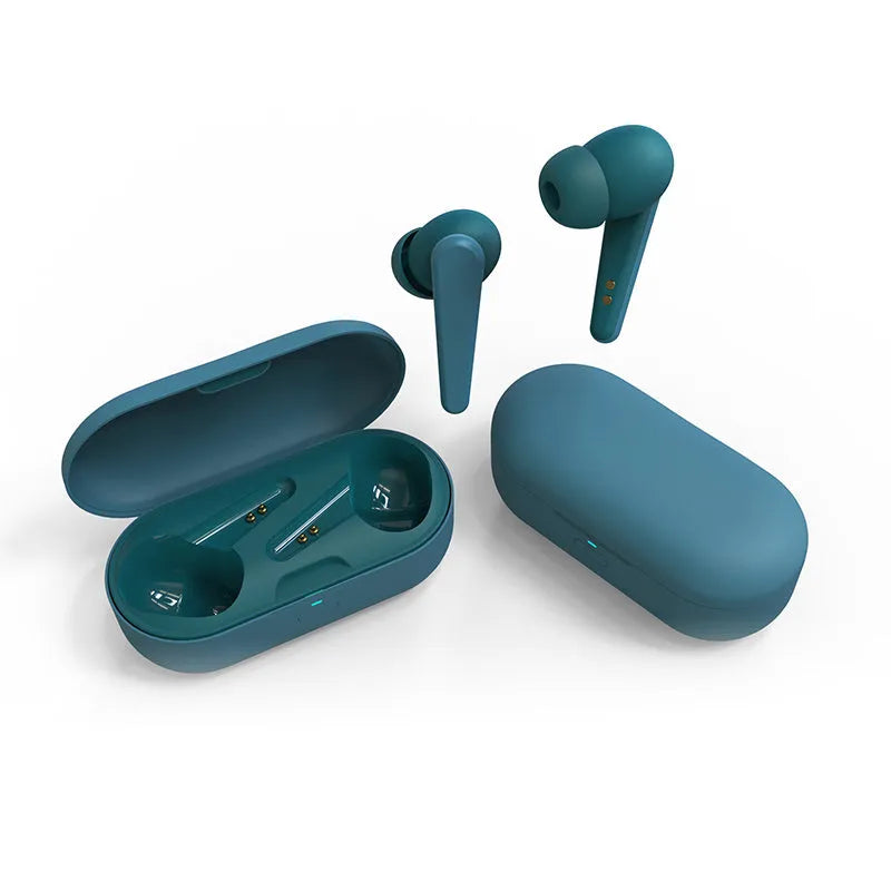 ANC wireless headphones in five colours: black, white, pink, green, and blue, showing earplug design.