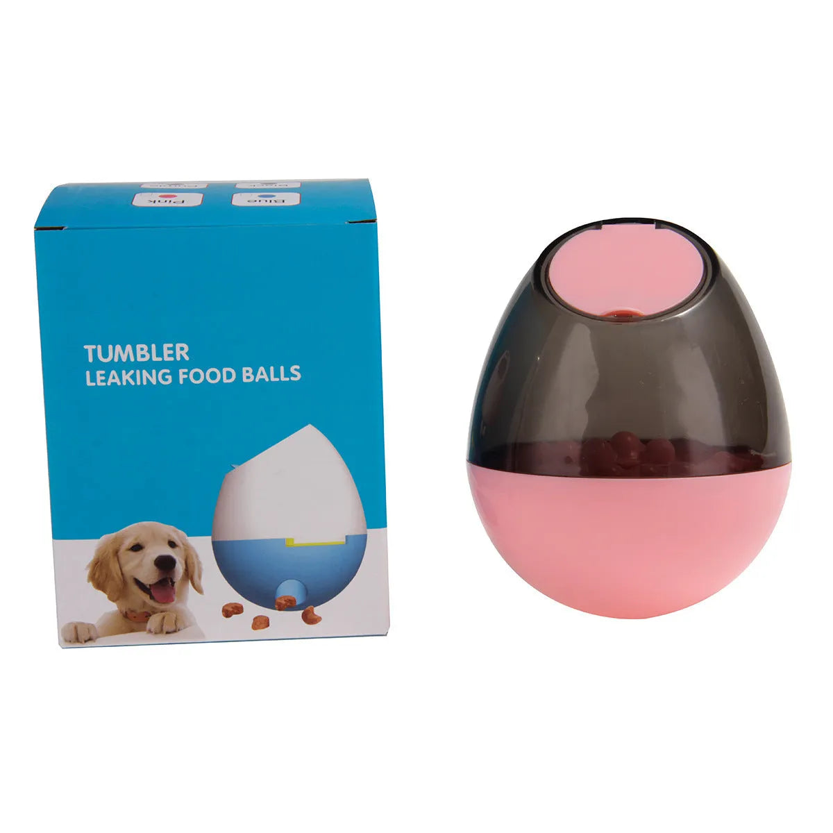 Interactive dog cup food dispenser leaky ball in black, hard plastic, large size
