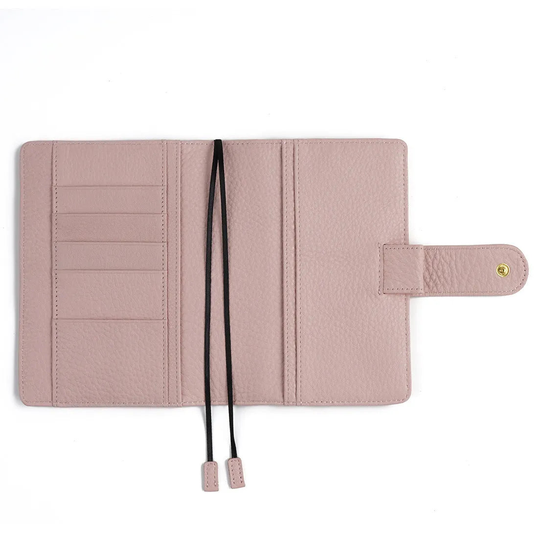A6 loose-leaf diary with cowhide leather cover showing lychee pattern texture