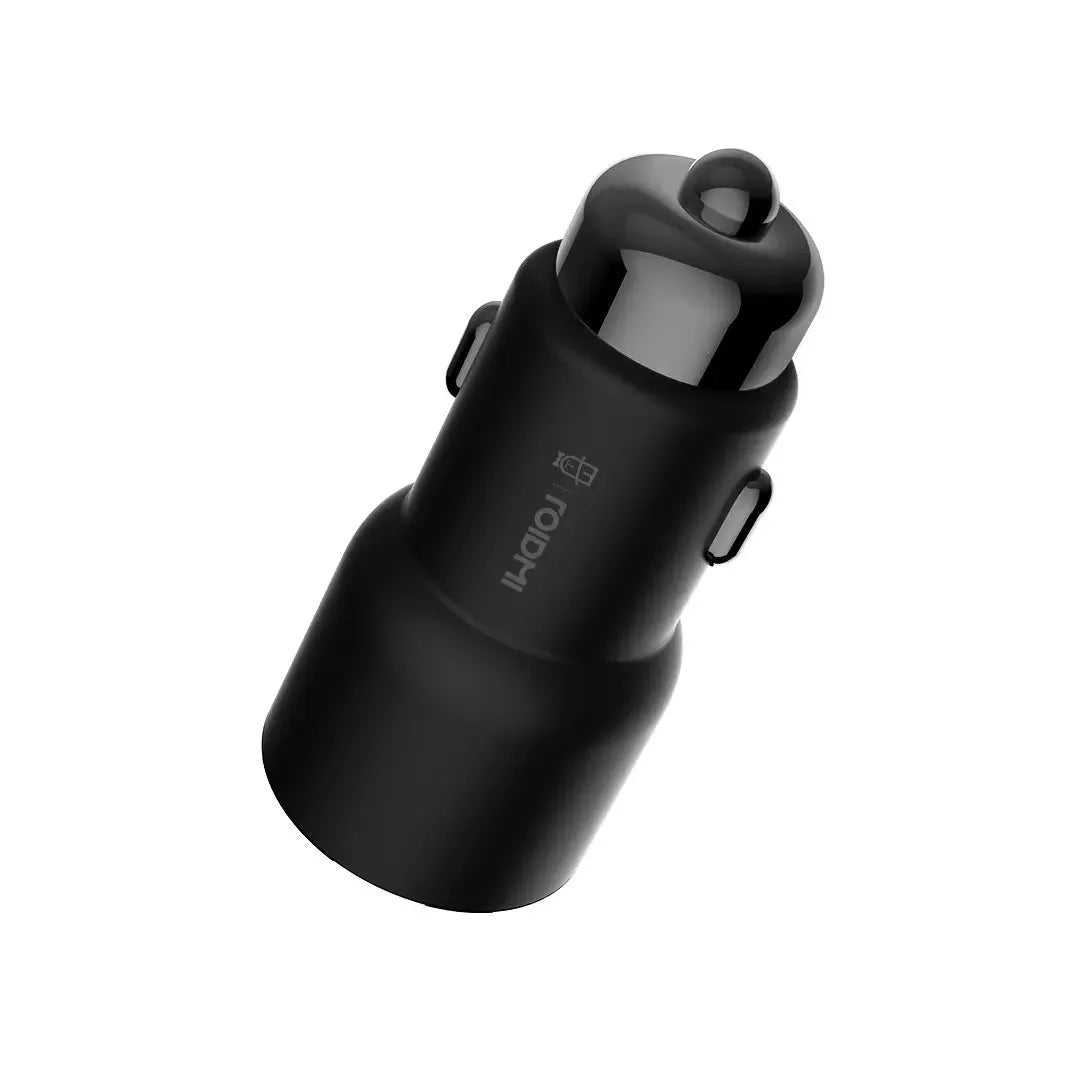 Black Ruimi 3S Music Bluetooth Car Charger with USB port for in-vehicle phone and tablet charging.