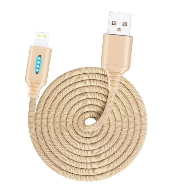 Fabric braided USB charging cable in black, 1 metre long with USB and device connectors