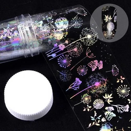 Roll of starry nail sticker paper, 1 metre long and 4 cm wide, with foil star patterns for nail art
