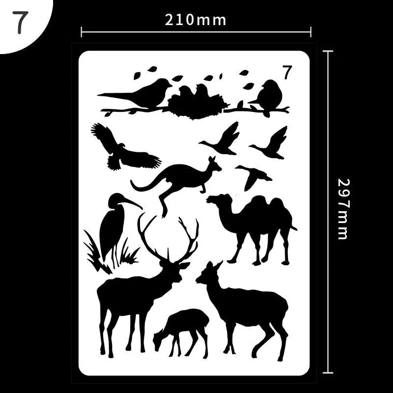 White plastic drawing stencil kit with reusable templates for art and craft designs