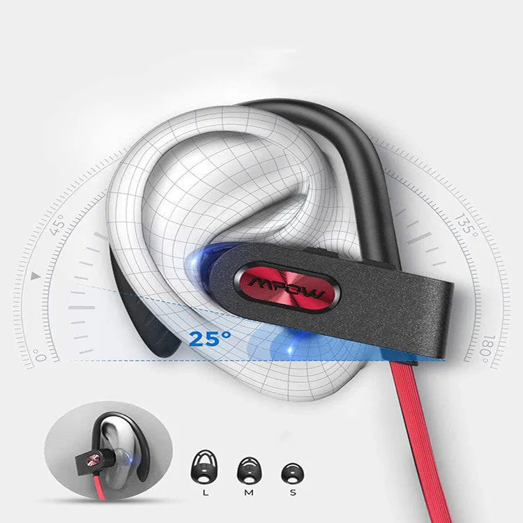 Flame2 hanging ear Bluetooth headset in black colour with bilateral earpieces