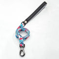 150cm dog lead in polyester with heat transfer printing and zinc alloy fittings, shown in S M L widths