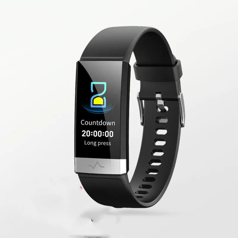 V19 smart health bracelet with colour display on a black TPU strap.