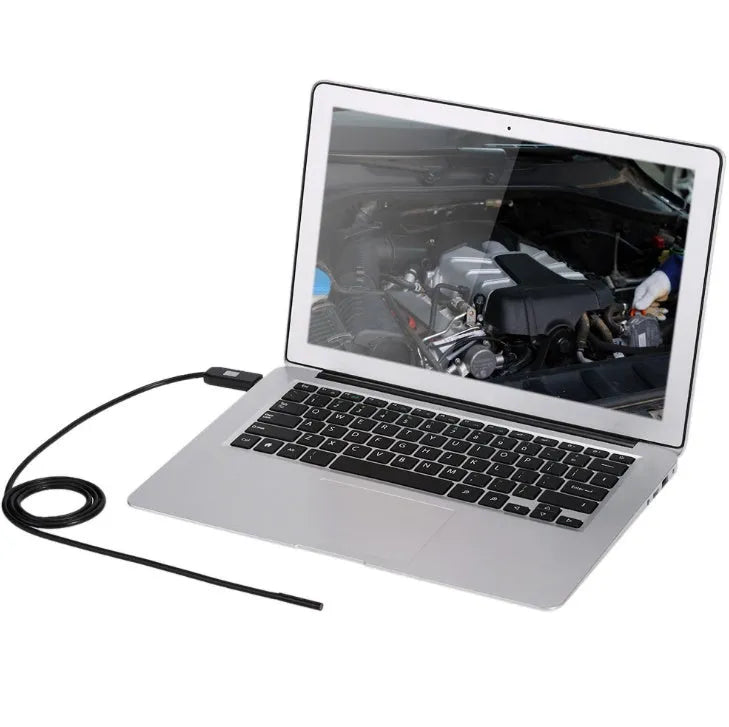 OWSOO USB endoscope camera with 5m cable, 7mm lens, LED lights, hook, magnet, and mirror for inspections