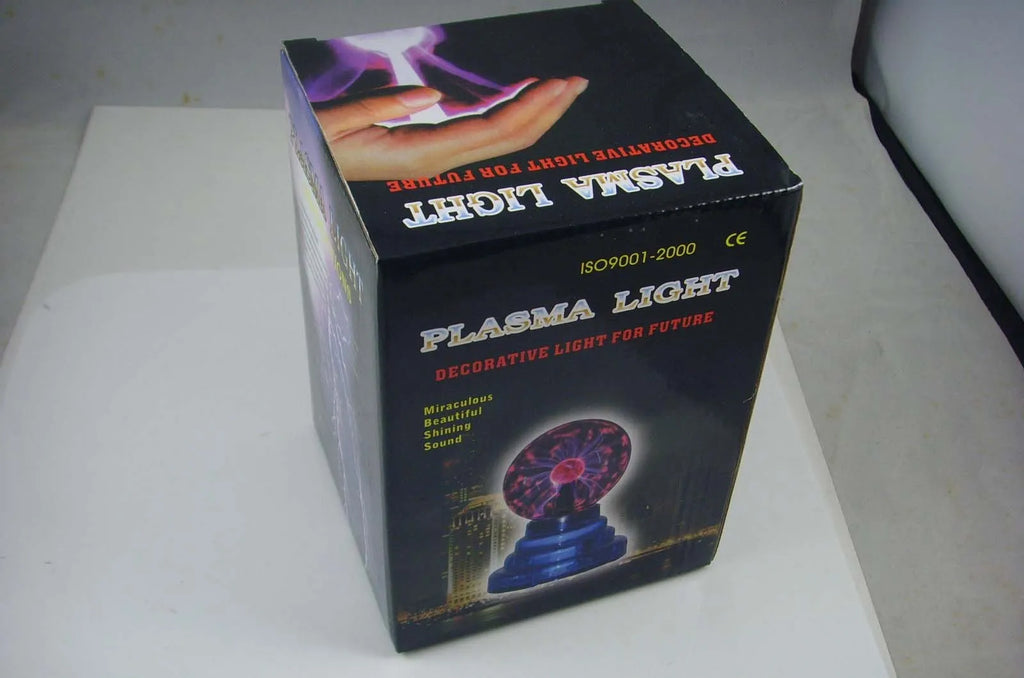 Colourful USB-powered decorative light sphere with 7.62cm glass ball on ABS base