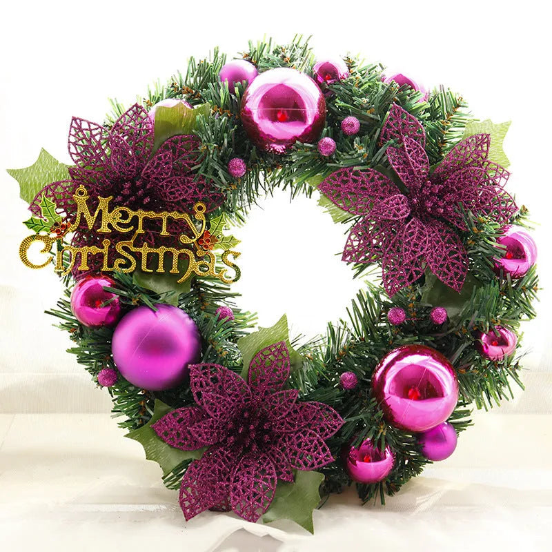 30cm multicoloured plastic Christmas wreath for door and garden decoration