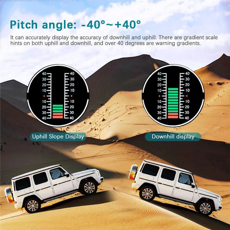 GPS GO 2 Universal Car Heads-Up Display (HUD) monitor with carbon fibre body on a car dashboard.