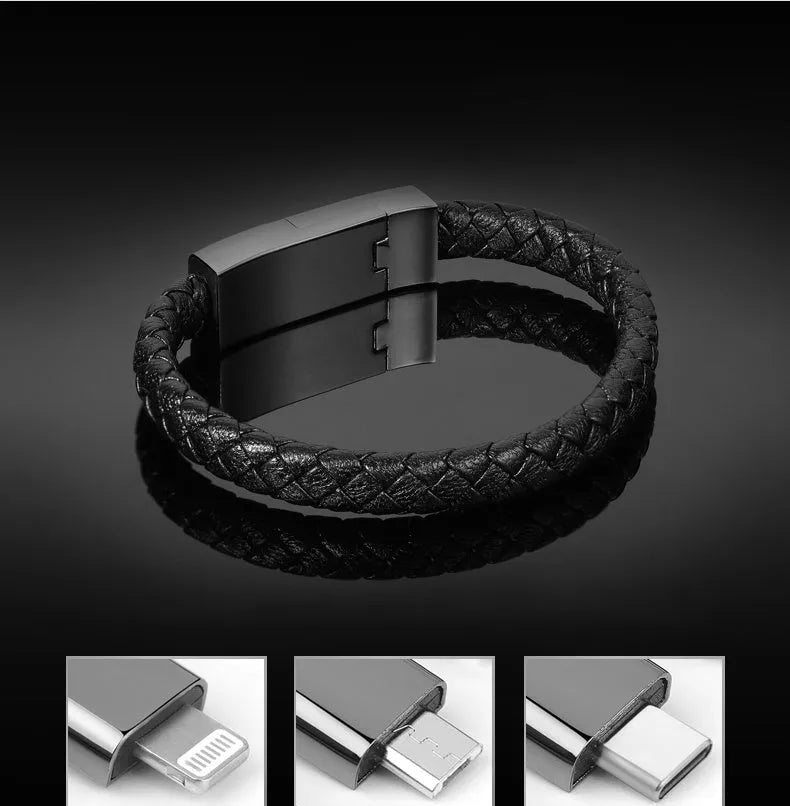 Bracelet cable Mini USB Micro USB single head brown double line 22.5cm with gift box