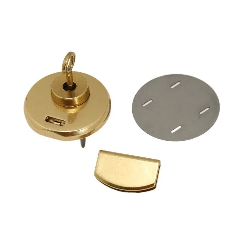 Brass round twist lock buckle set in large round lock colour