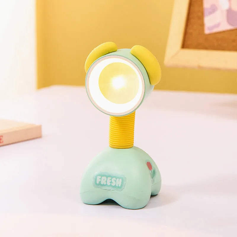 DIY cartoon character small night lamp with adjustable magnetic head in bear design on desk