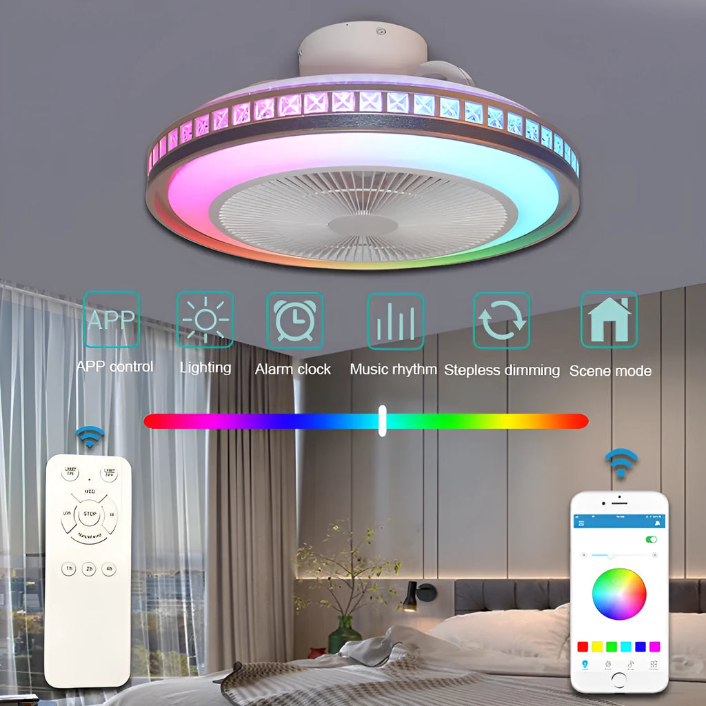 50cm ceiling fan lamp with LED light, PC blades, APP, Bluetooth and music, Fantasy 50CM