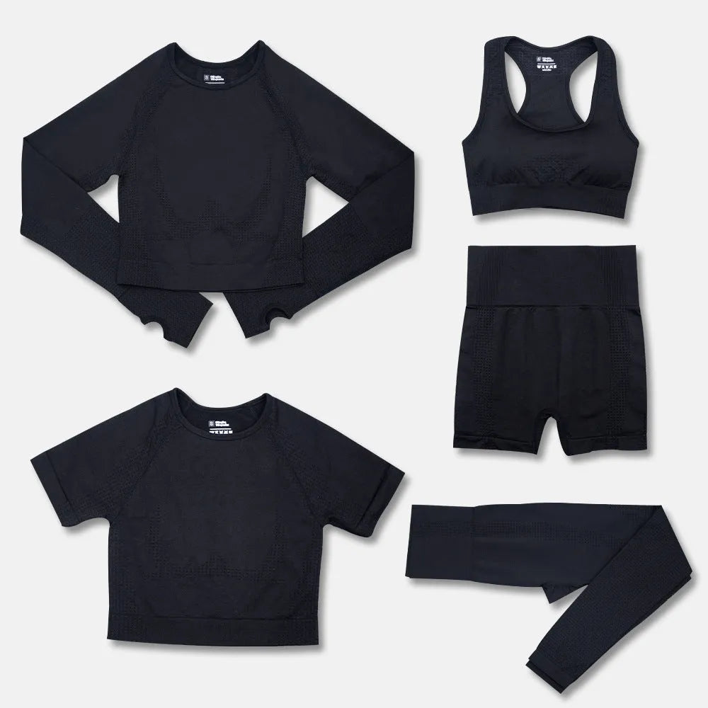 Fashion women's yoga clothes set in solid colour pattern, nylon fabric, sizes S M L