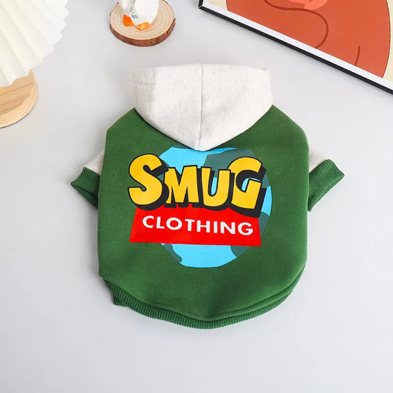 Green cotton dog jumper for large breeds in sizes L to 4XL for autumn and winter wear
