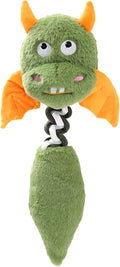 Soft rabbit fleece plush dog toy with a rope knot, in red, green, or black, shown with a dog.
