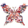 Handmade 20-inch Blue and Pink butterfly quilling paper craft kit with tools on a table