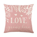 Square plaid and heart pattern decorative pillow cover with visible zip, shown in red and white colourway.