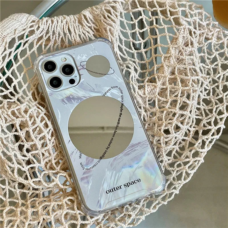 Cool Wind Space Planet mirror phone case in mirror-planet colour with TPU and electroplating for iPhone models