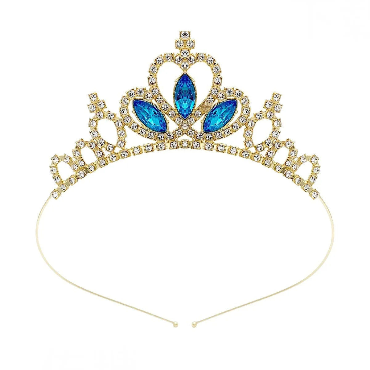 Girl's electroplated alloy princess crown headdress in gold and silver colour variations for birthday parties