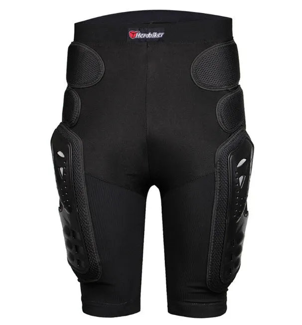 Skating protective diaper shorts with EVA foam padding, black, breathable fabric, elastic waistband