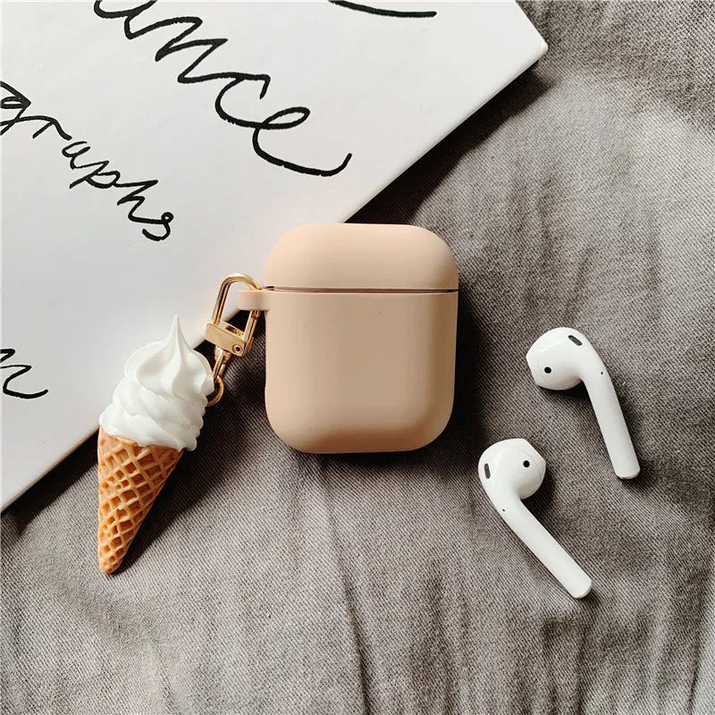 Silicone protective case for Apple AirPods 2 featuring a cylinder ice cream design.