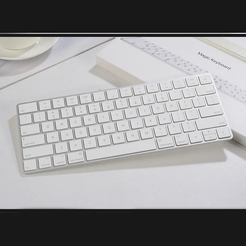 White Apple Bluetooth G6 wireless keyboard with ultra-thin metal case and multimedia function keys