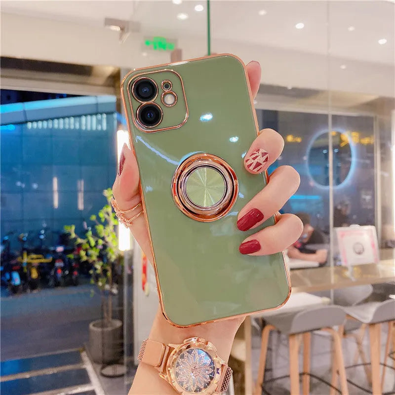 Flexible TPU silicone phone case for iPhone on a table, shown in milk tea colour.