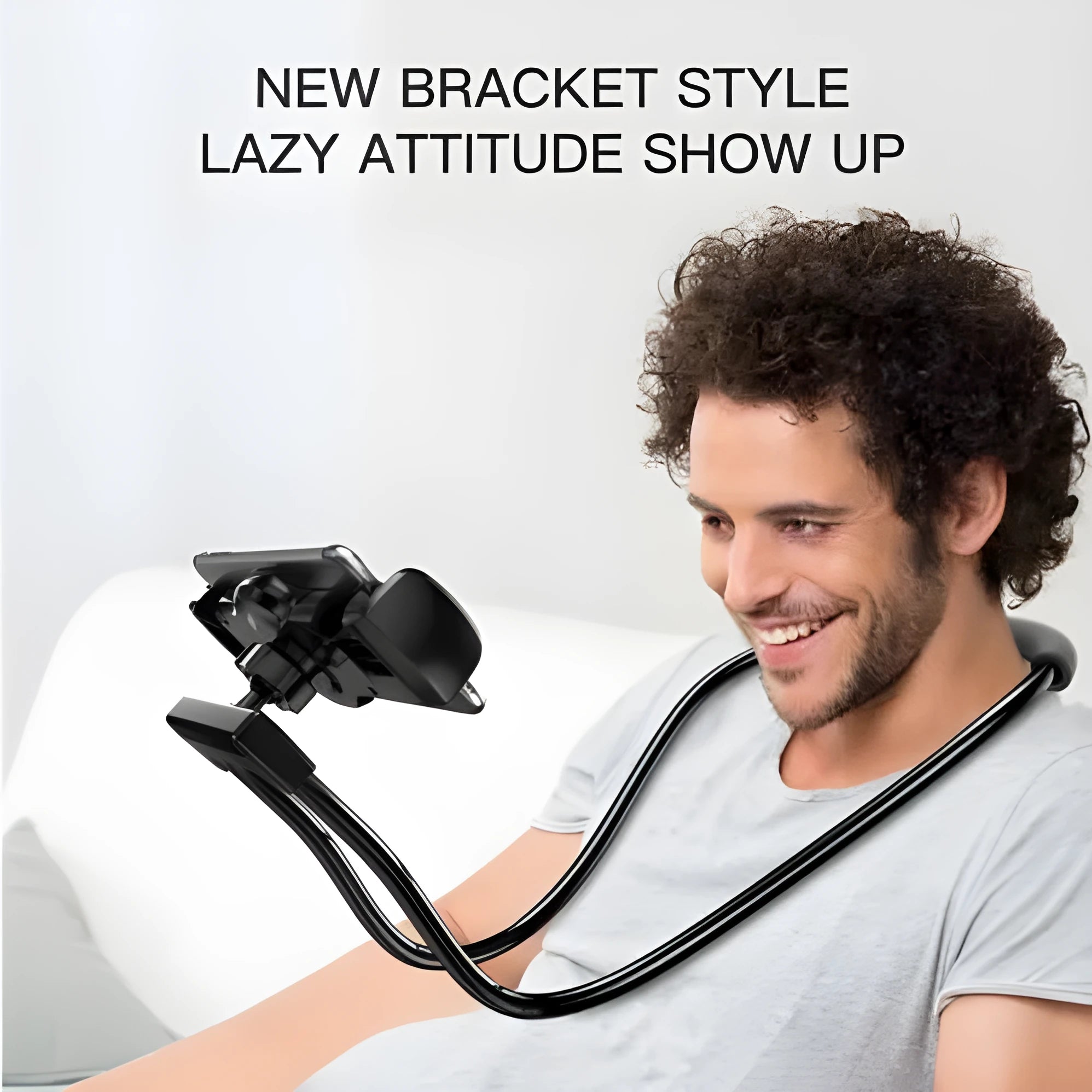 Baseus flexible 360-degree adjustable phone holder with shockproof bubble support on a grey background.
