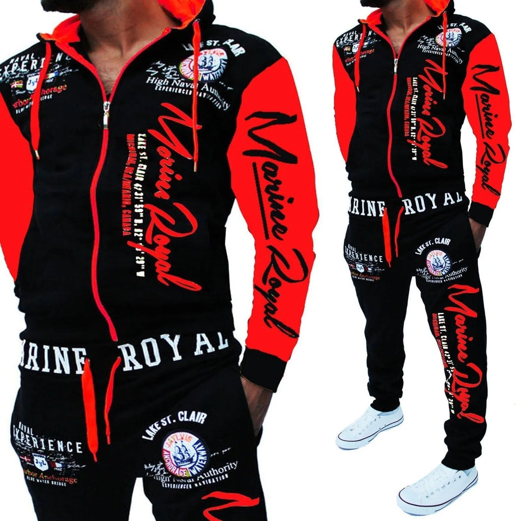 Men's polyester tracksuit set with zipper top and matching pants in green colour