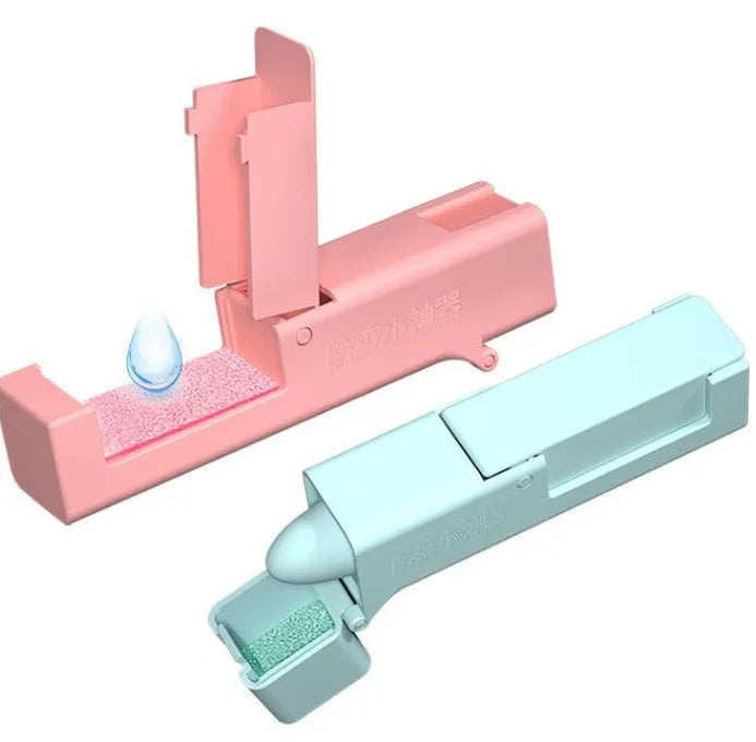 Plastic door opening tool for avoiding contact with public surfaces, 11.5cm long, blue and pink colours