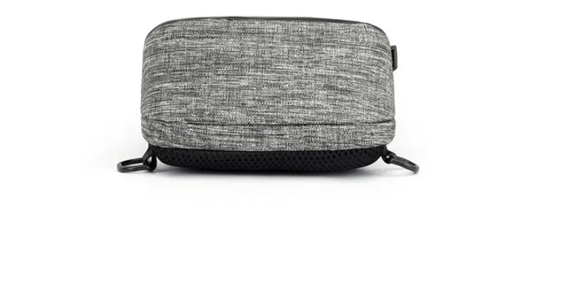 Dark blue Oxford cloth chest bag with zipper and adjustable strap, shown front-on.