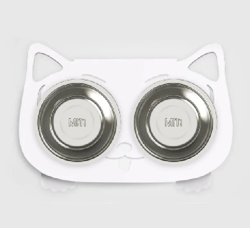 Anti-falling cat dog stainless steel feeding water bowl 35cm x 25cm x 80cm in black white pink blue