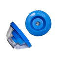 Blue bowl-shaped electric hammer dust cover accessory for drilling, showing hollow cavity.