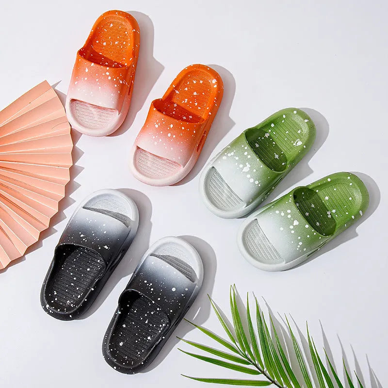 Children's gradient colour PVC summer slippers with open-toe design on non-slip sole