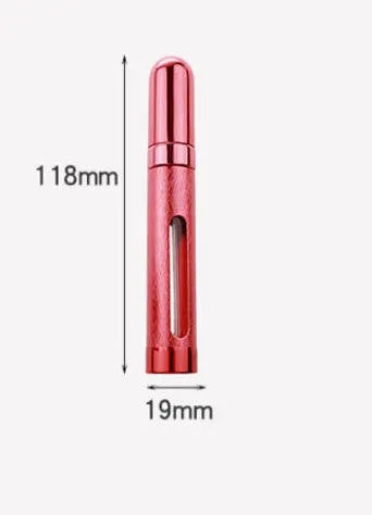 12ml aluminium travel perfume bottle in six colour options showing slim 115mm design.