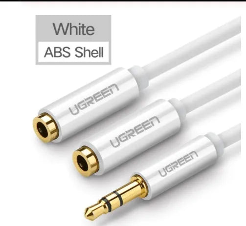 20cm replacement earphone cable with 3.5mm gold-plated connectors in black, grey or white colours