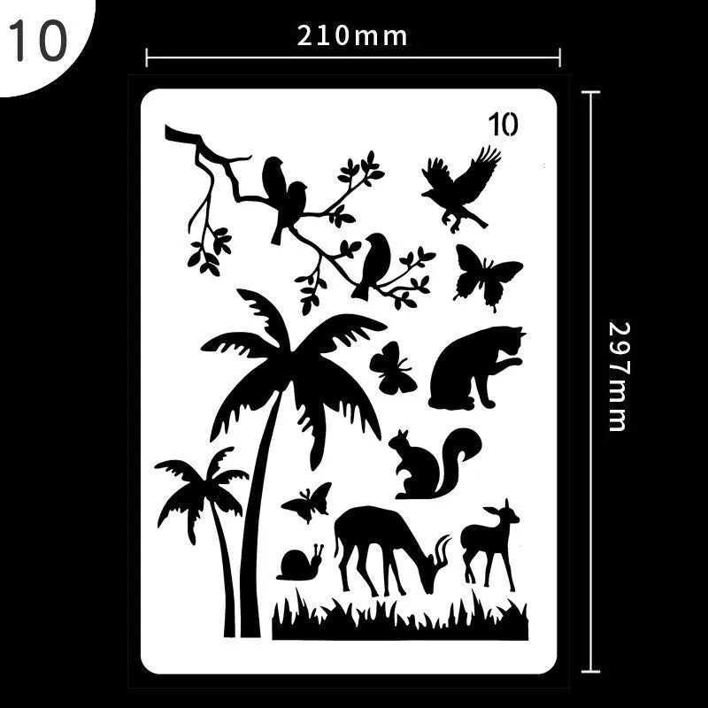 White plastic drawing stencil kit with reusable templates for art and craft designs