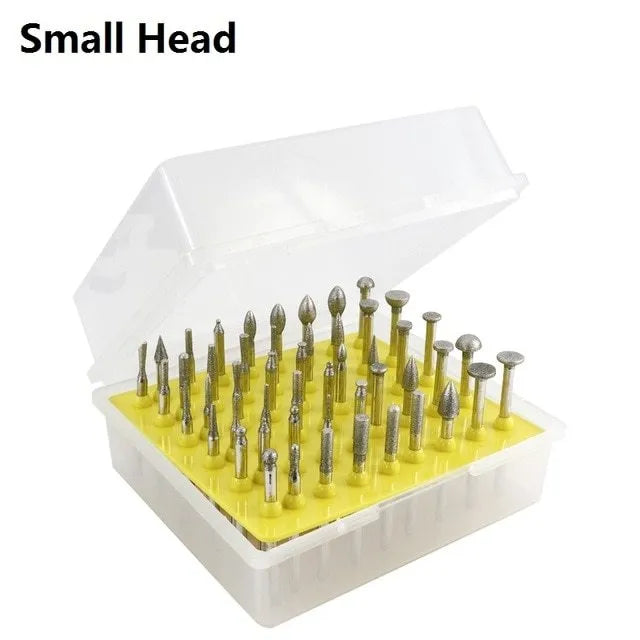 Alloy diamond grinding head set with 3mm shank for glass and stone work