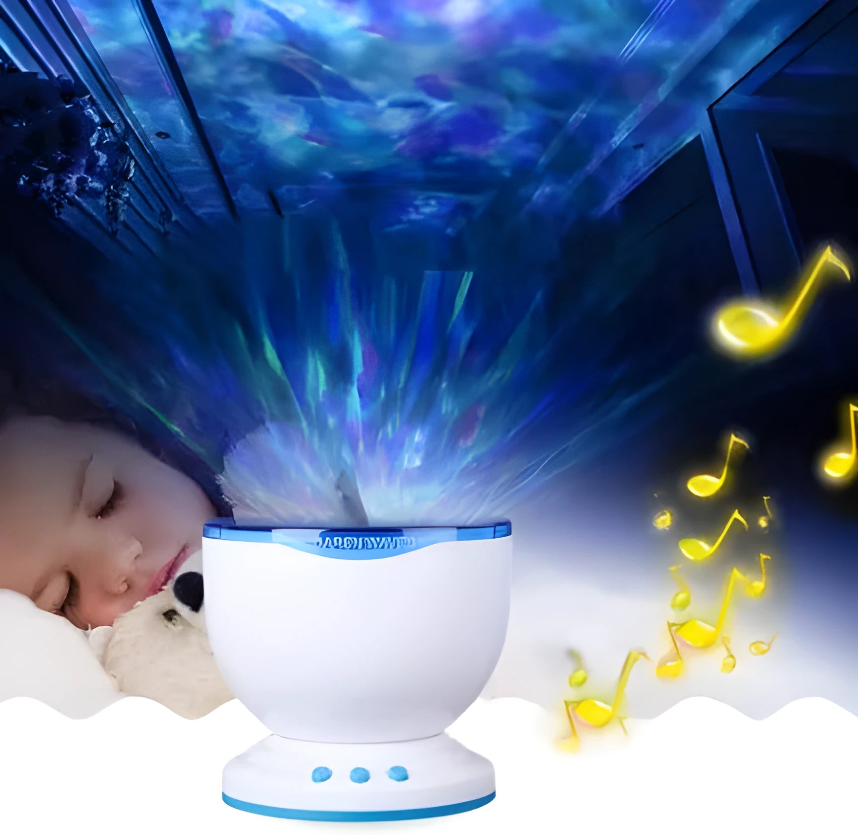 Blue ocean projection lamp LED unit for children's puzzle scenes.