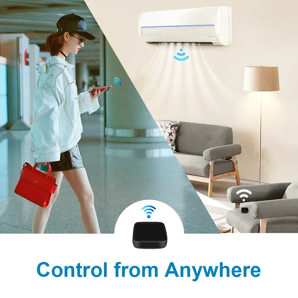 Black voice control universal infrared remote with WiFi connectivity
