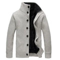 Men's cotton-vinylon cardigan with standing collar, thick bat-style cut, available in black
