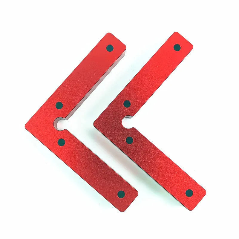 Machined aluminium right angle block with scale for woodworking jigsaw fixturing.