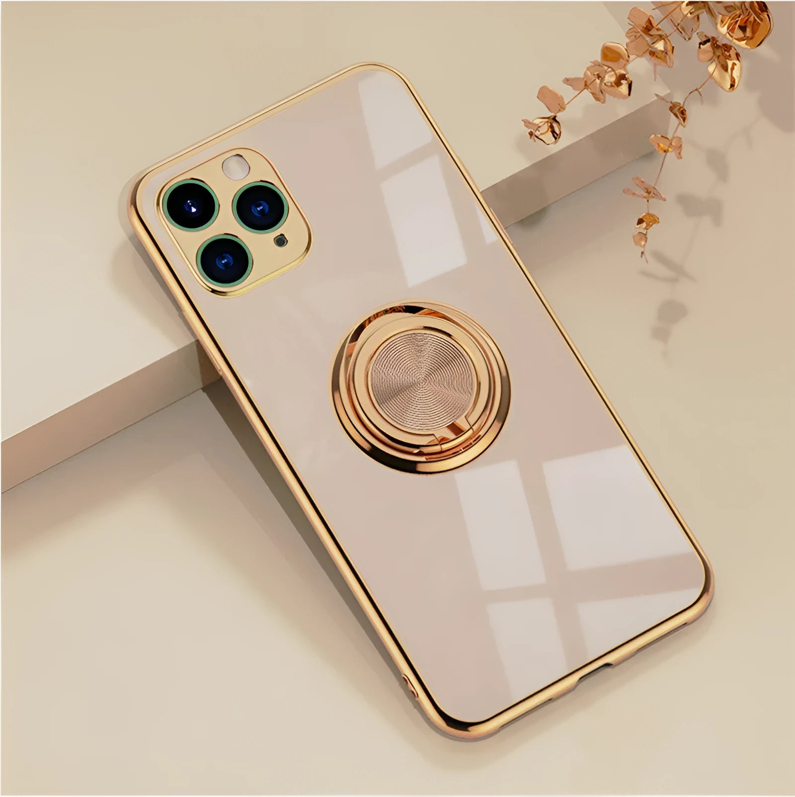 Flexible TPU silicone phone case for iPhone on a table, shown in milk tea colour.