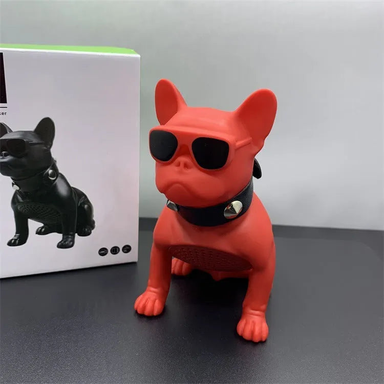 Mini bulldog-shaped Bluetooth speaker in black colour showing compact design with wireless connectivity