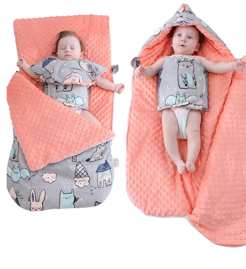 Newborn baby fleece stroller cover quilt 80x46cm with soft lining in Animal pattern
