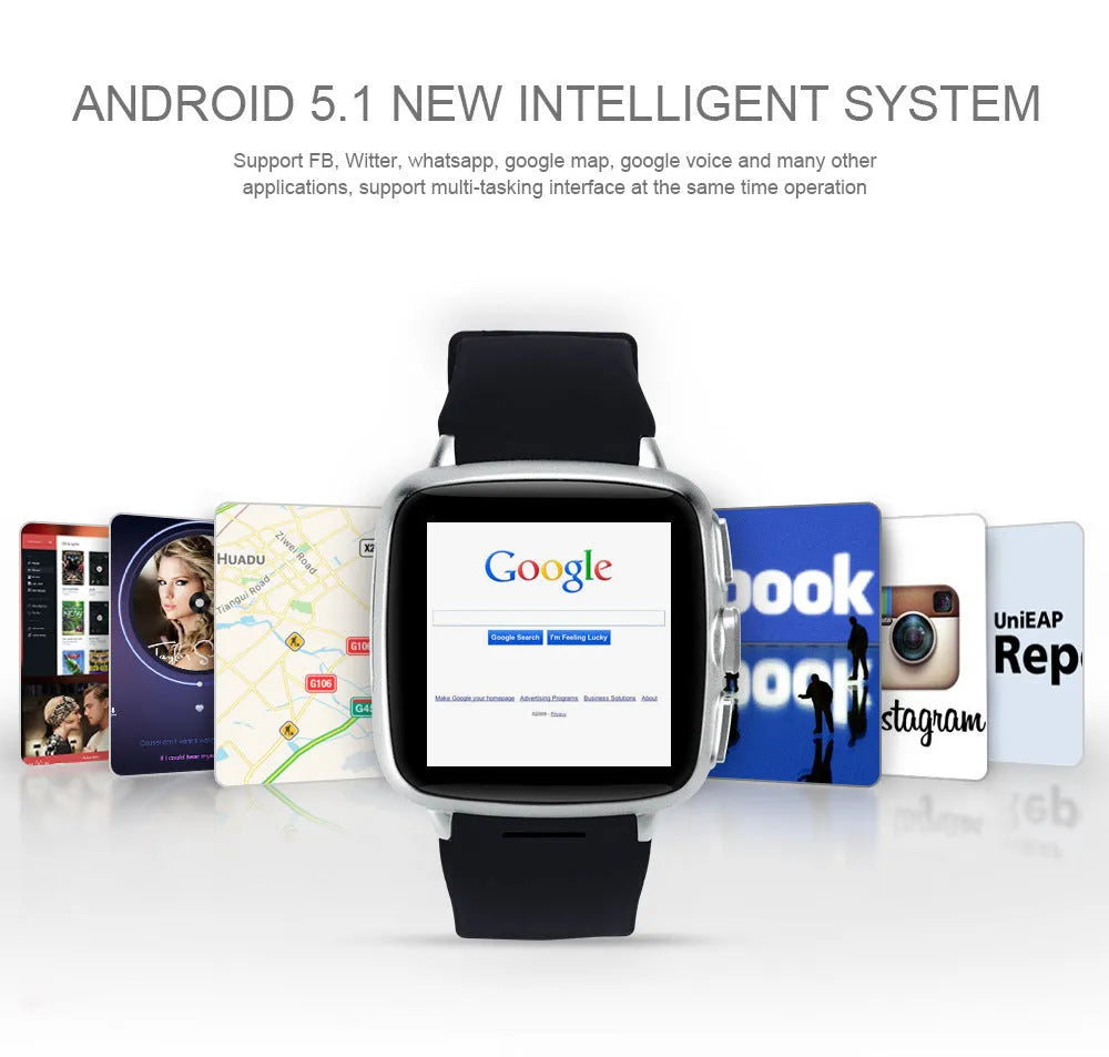 Black and white Z01 smart watch with 1.54-inch screen and integrated camera.