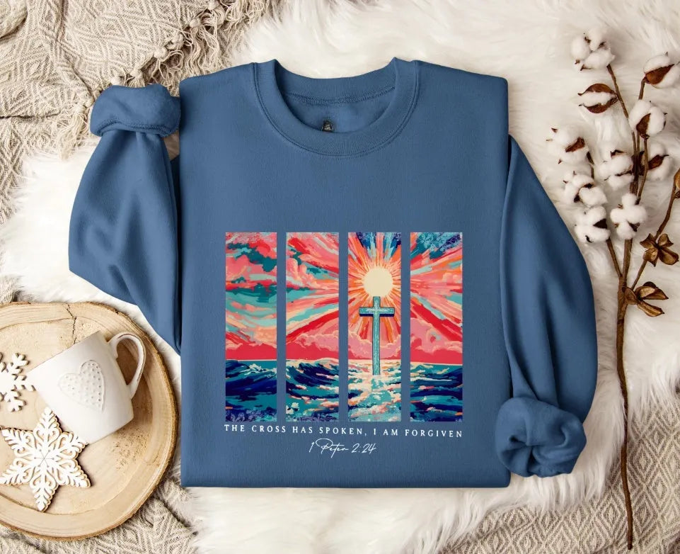 Blue plus size women's drop shoulder printed sweater with long sleeves and loose street fashion styling
