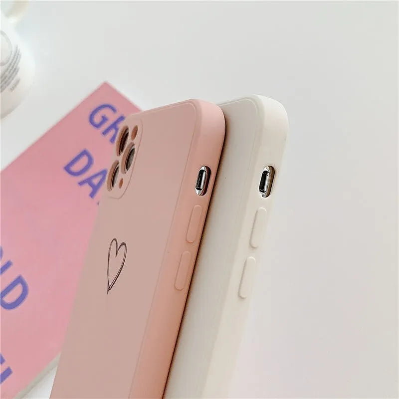 Silicone TPU phone case for Apple iPhone in solid colours black, green, pink, purple, red, white, grey, and light green.
